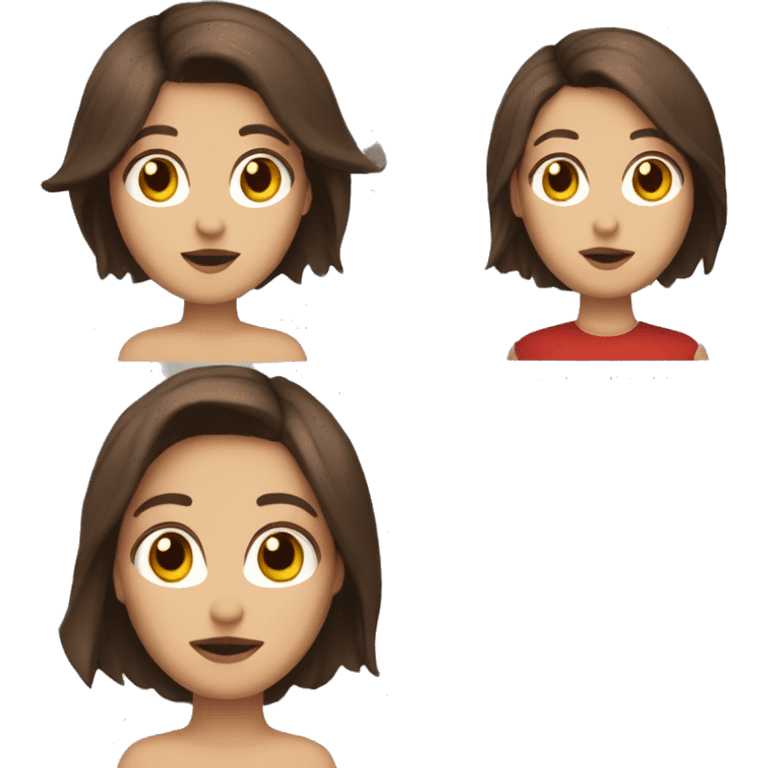 brunette haircut bob brown eyes red skin horns crown emoji