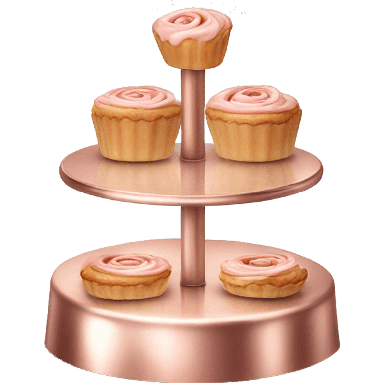 Realistic rose gold metallic pastry stand isolated emoji