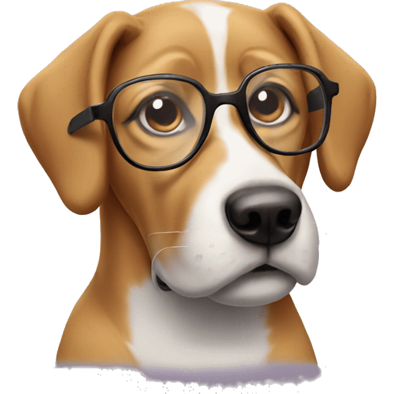 Dog wearing glasses emoji