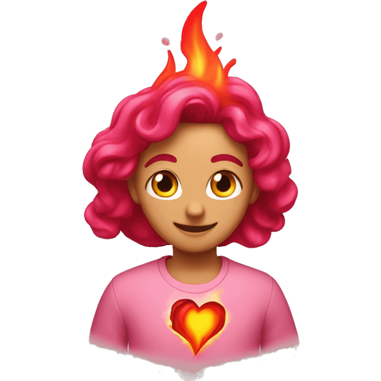 Corazón rosa con fuego emoji