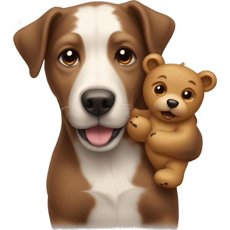 Dog holding a bear  emoji