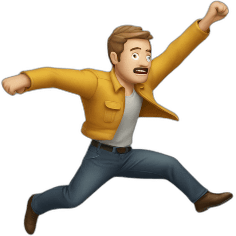 A man flying away from a punch emoji