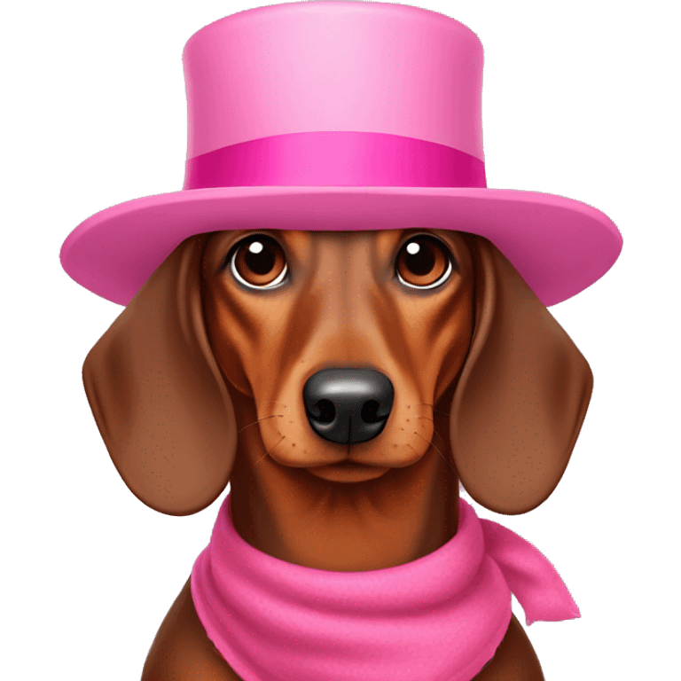 brown dachshund wearing a pink hat  emoji