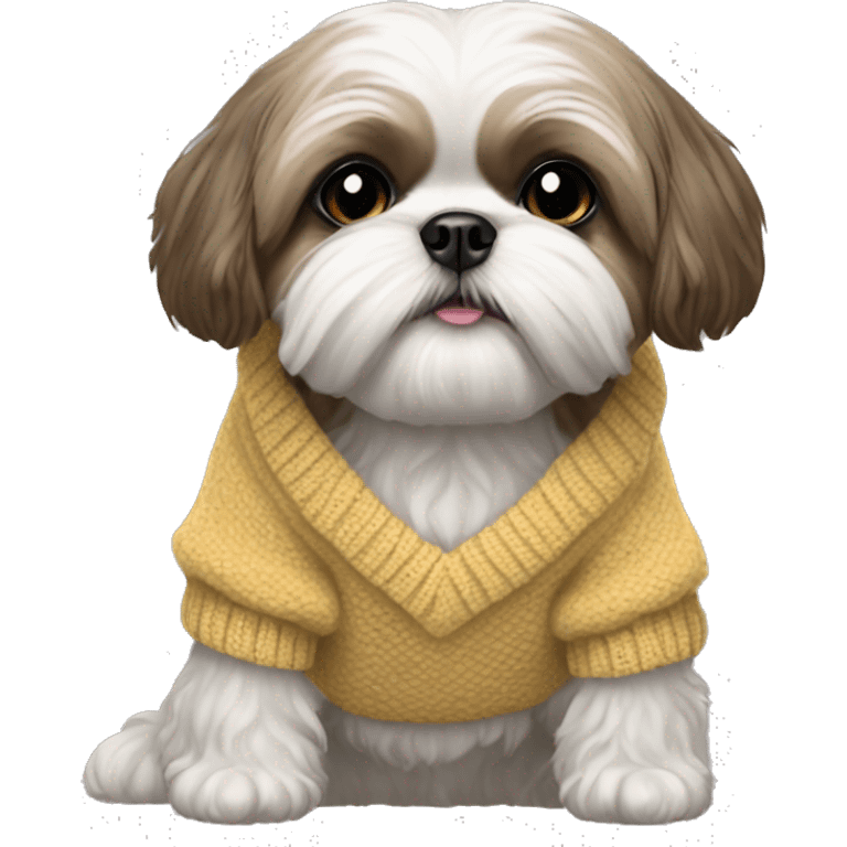 Shihtzu cross shnauzer with sweater emoji