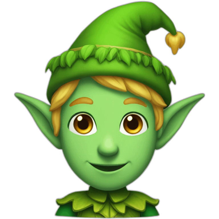 A green elf at the end of the raimbow emoji