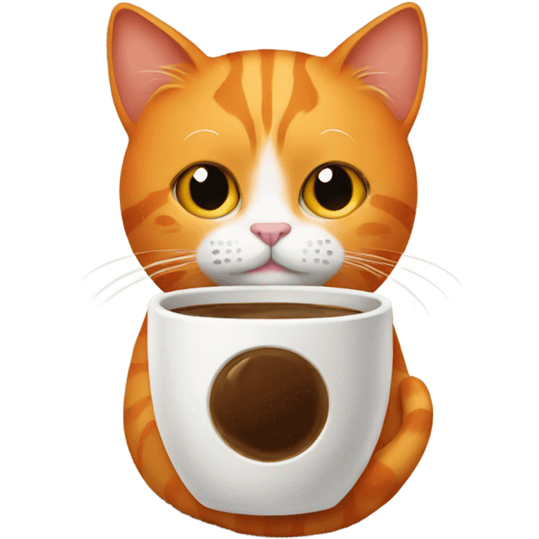 orange cat with coffee emoji