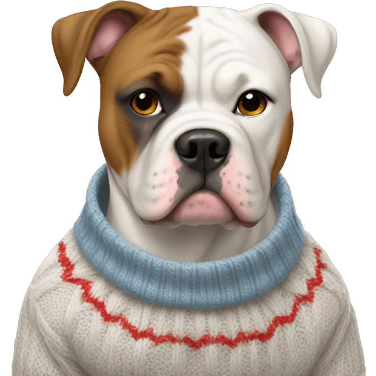 American bulldog wearing a sweater emoji