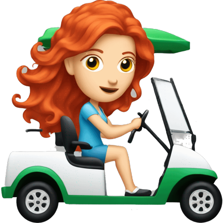 Lady red hair driving golf cart emoji