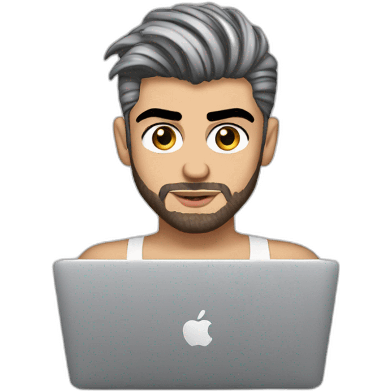 zayn malik in nuisette with macbook working emoji