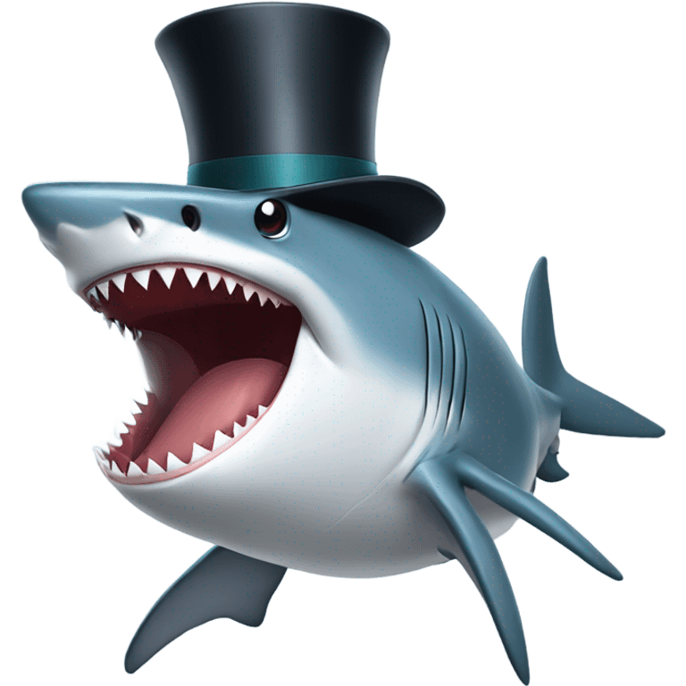 Shark with a top hat emoji