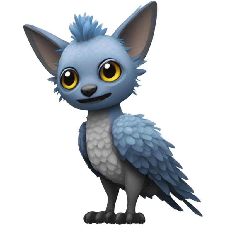 Trico The Last Guardian Creature With Blue Horns, Grey Wings, And long tufted tail emoji