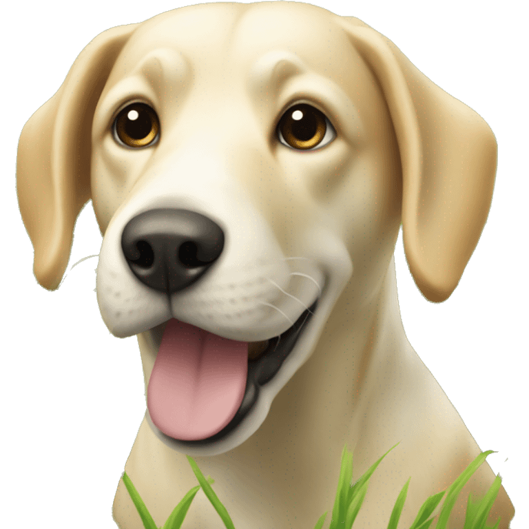 realistic dog in sunny grass emoji