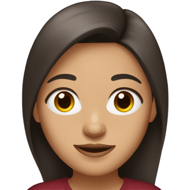 A brunette woman with a nose piercing wearing a burgandy shirt emoji