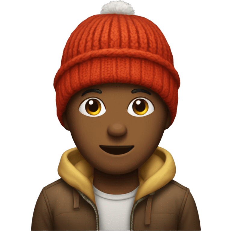 An emoji wearing a sled-shaped beanie. emoji