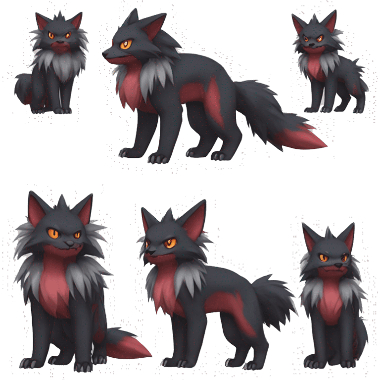 Torracat-Zoroark-Mightyena-Zorua full body emoji