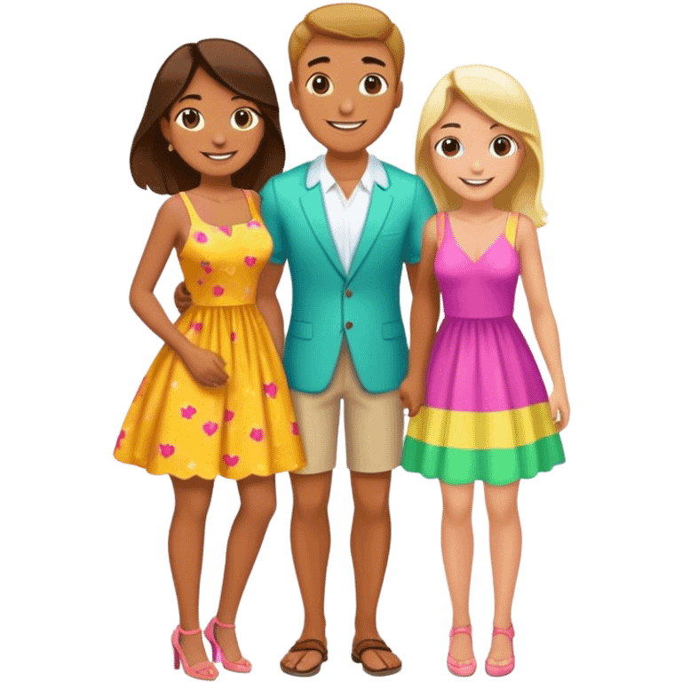 Man with 2 girls on a date emoji