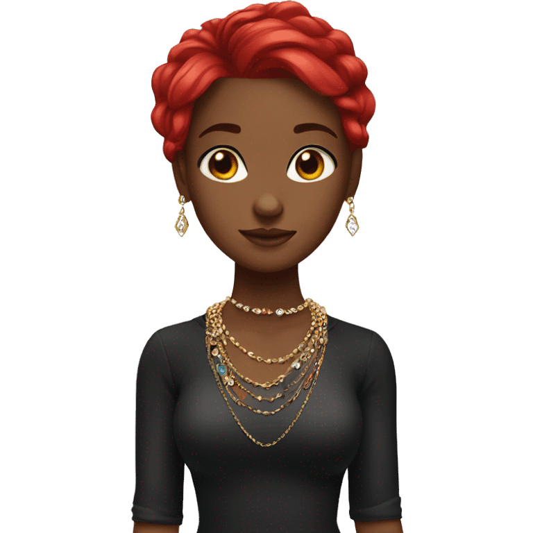 black and red haired girl with jewelry emoji