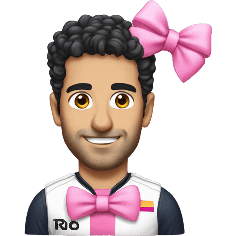 daniel ricciardo with a pink bow emoji