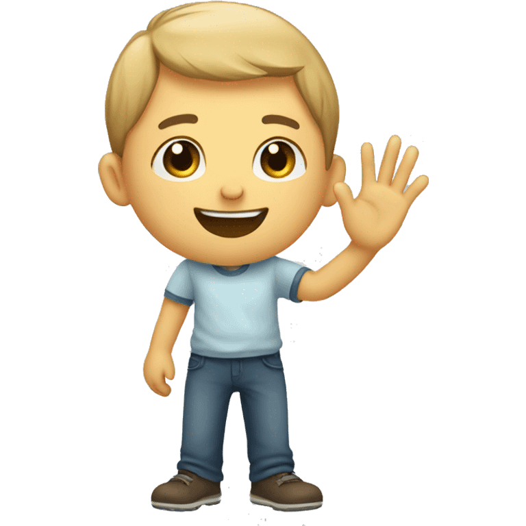 boy saying hello with hand  emoji