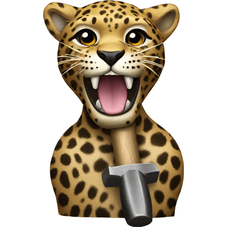 Leopard with a hammer emoji