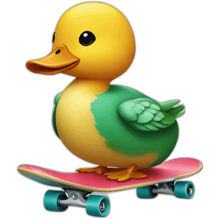 Duck with a skateboard emoji