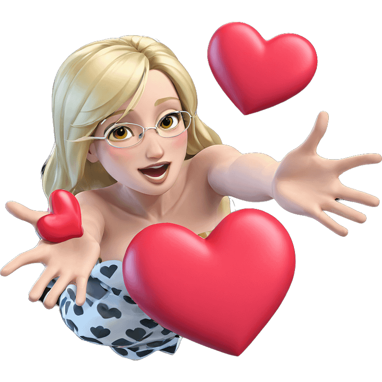 blonde girl in heart dress emoji