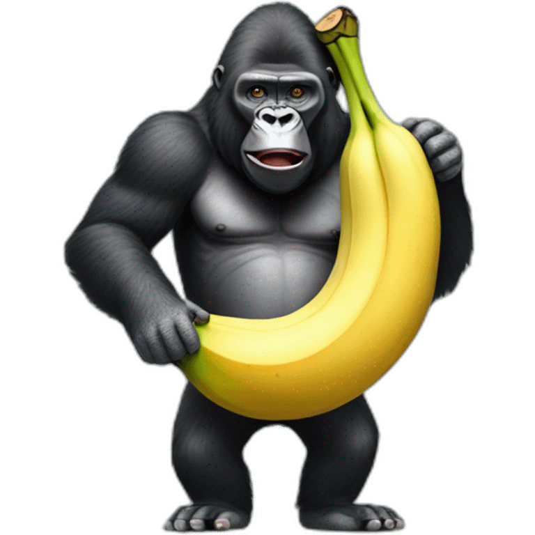 Gorilla with big banana emoji