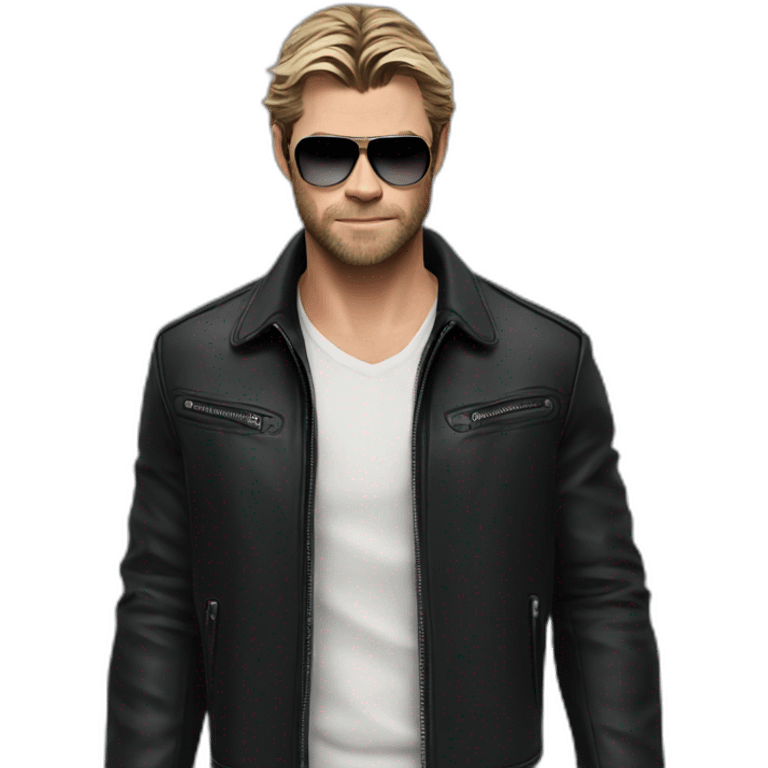 Chris Hemsworth wearing a black leather jacket emoji