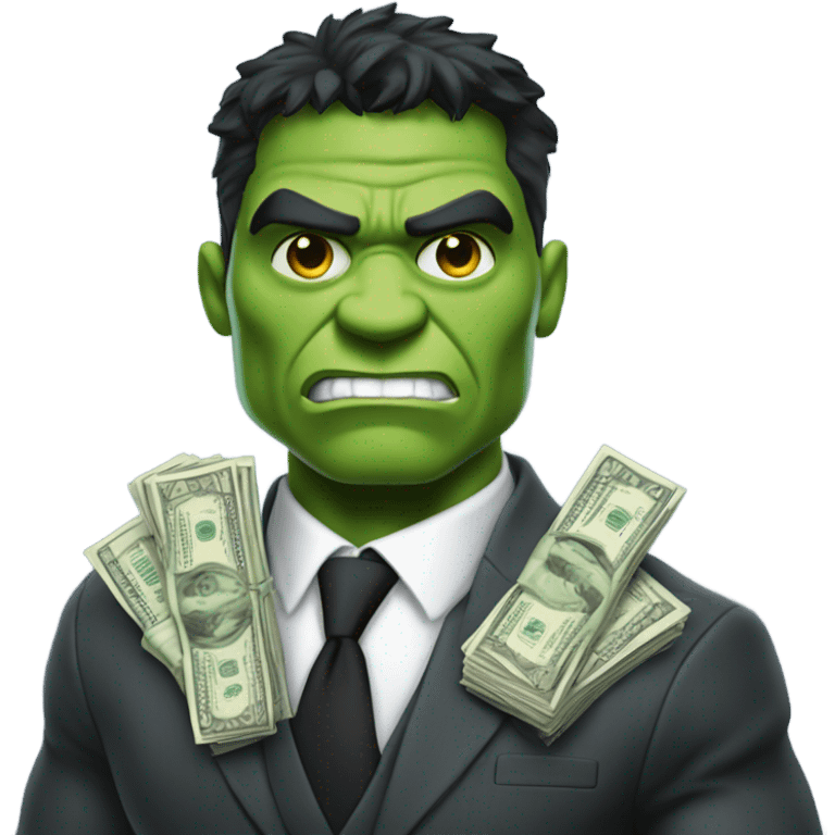 Hulk in business suit holding money  emoji