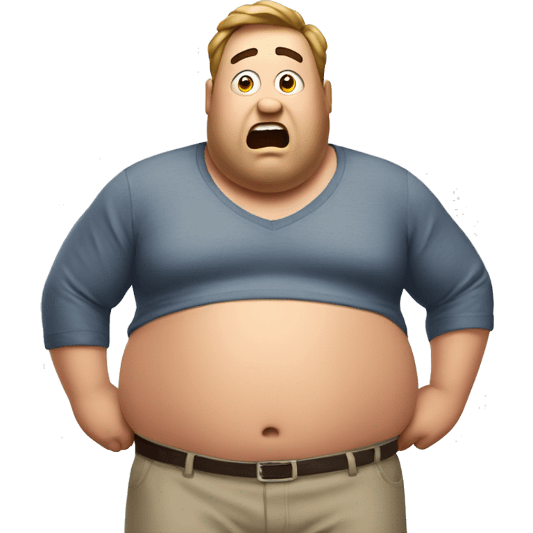 Surprised fat guy with shirt off emoji