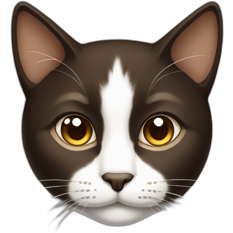 Dark Brown and white cat emoji