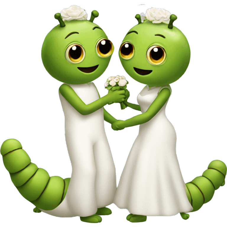 Two caterpillars getting married emoji