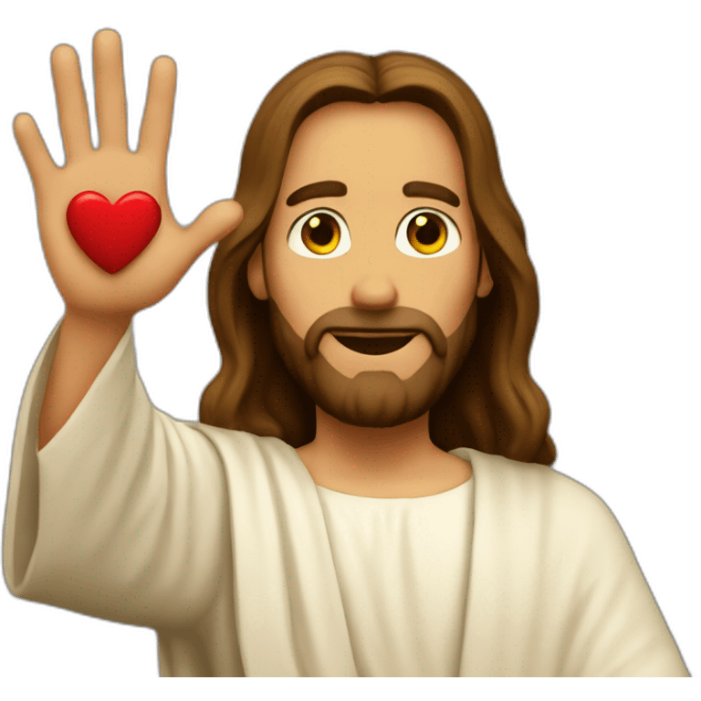 jesus showing heart love with fingers emoji