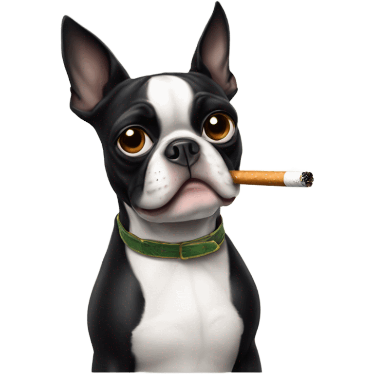 boston terrier smoking cigarette emoji