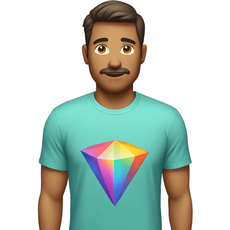 A man wearing a T-shirt with a prism-shaped logo. emoji