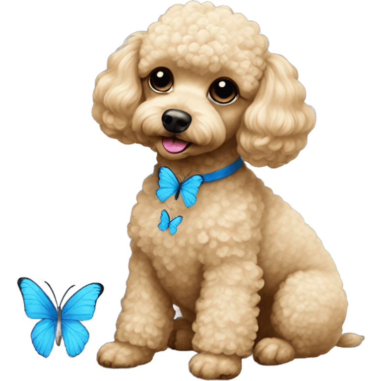 Blonde Toy poodle with blue butterfly  emoji