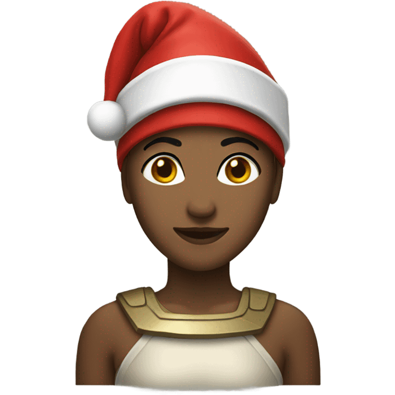 spartan female wearing red santa hat emoji