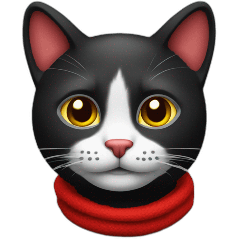 Gato negro con bufanda roja emoji