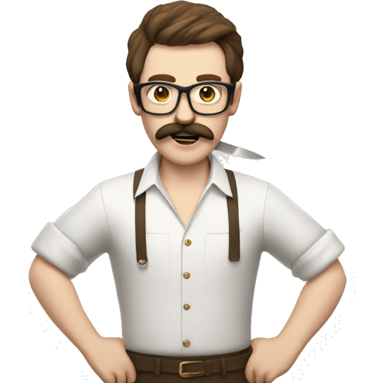 Pale Guy brown hair glasses moustache with knife cooking emoji