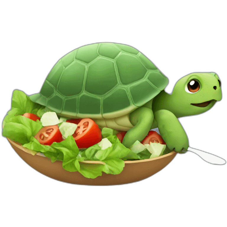 Turtle eats a salad emoji