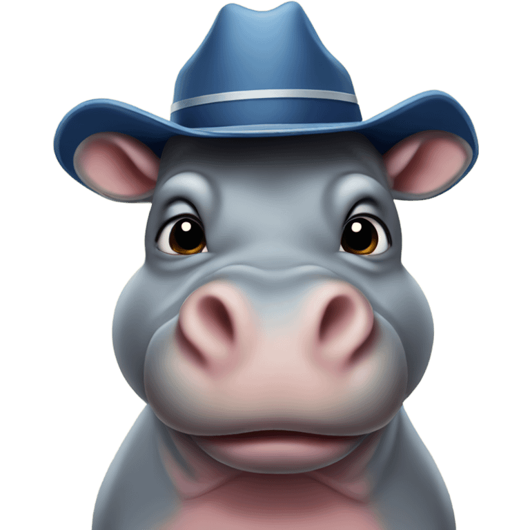 Hippo with star eyes wearing a cowboy hat with a bow emoji