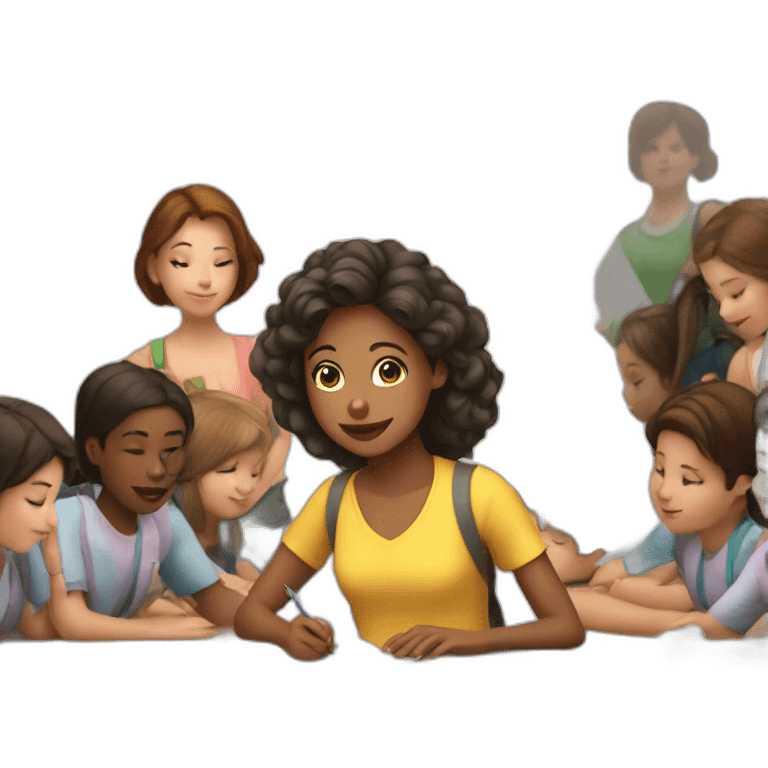 studing without interest girl with childens around emoji