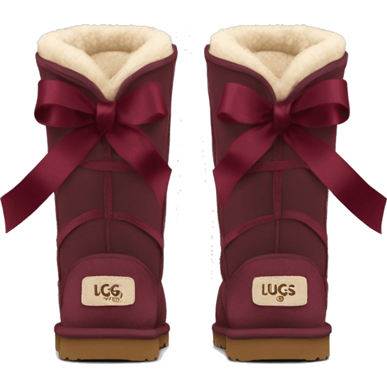 medium high uggs with burgundy ribbon emoji