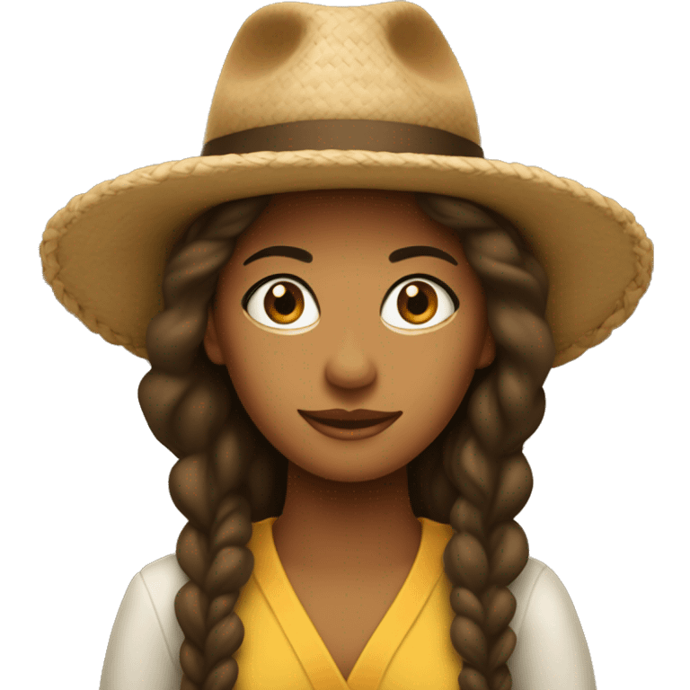 Mulher de pele branca, usando chapéu nordestino  emoji