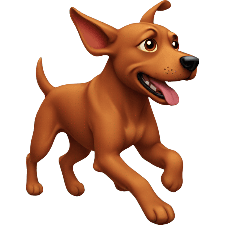 solid red dog with pointed ears running emoji