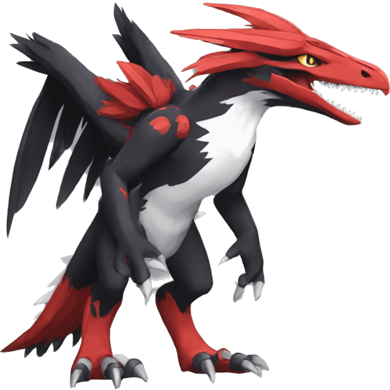  Cool Edgy Black Red White Digimon-Fakemon-Raptor-Reptile full body emoji