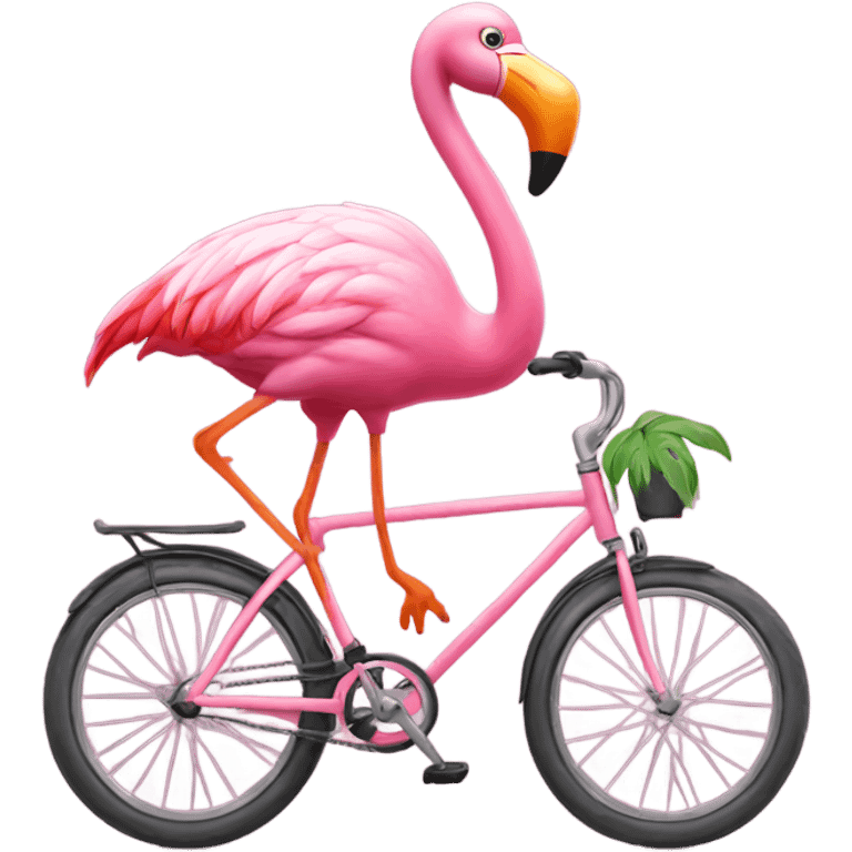 pink flamingo riding bike emoji