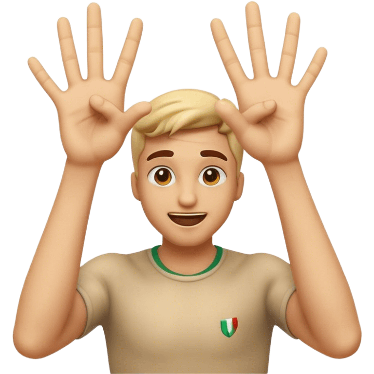 Cinematic Realistic Italian Gestures Pop Culture Emoji, showcasing expressive hand gestures rendered with lifelike textures and playful, energetic lighting. emoji