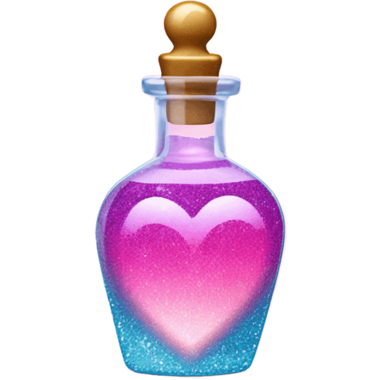 Pink ombre heart shaped potion bottle with liquid and glitter emoji