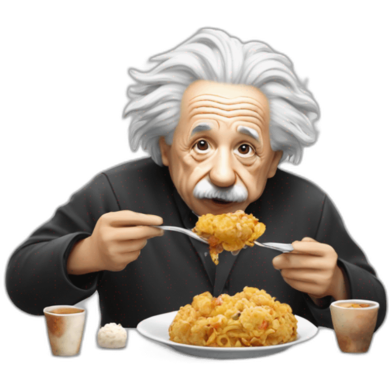 Albert Einstein eating a panda emoji